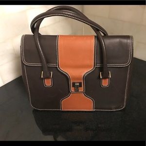 LAMBERTSON TRUEX Brn/Saddle 2 Handle Lthr Handbag